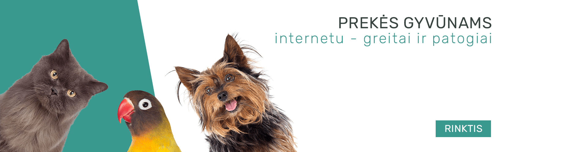 Aukštos kokybės gyvūnų prekės ir maistas internetu